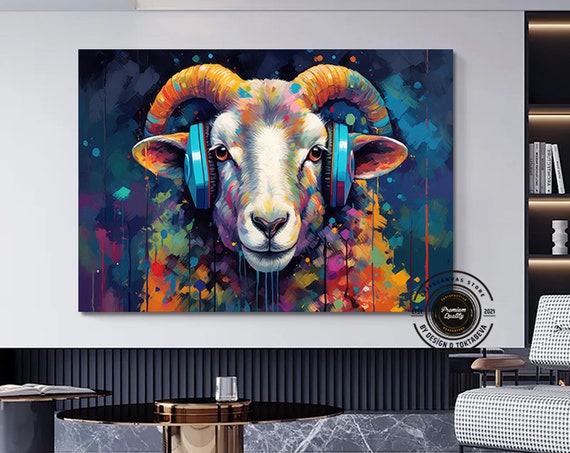 Abstract Colored Sheep Poster Colorful Animal Wall Art Print Gift For Farmer Father Grandfather Mother Farm Nursery