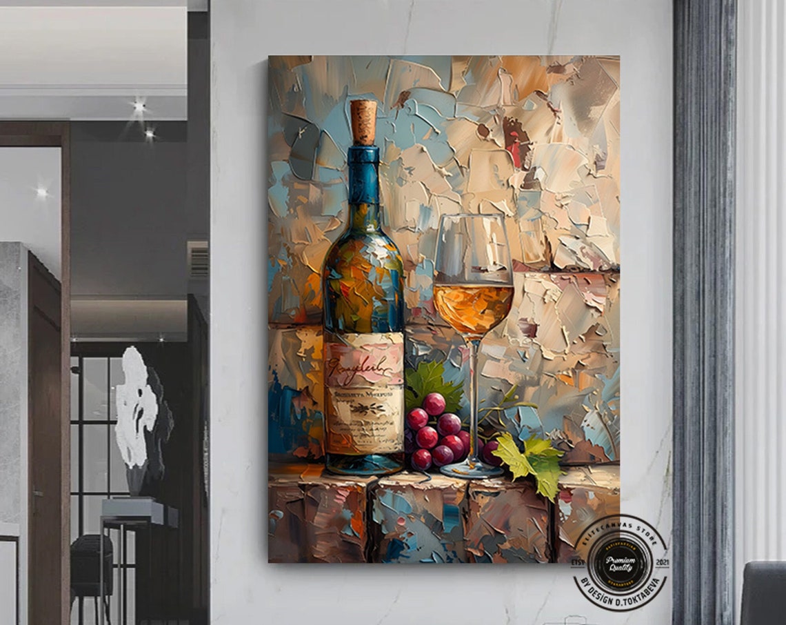 Wine Bottle and Red Fruit Art Print