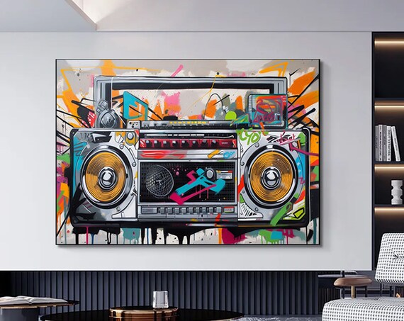Graffiti Boombox Street Art Colorful Hip Hop Music Wall Poster