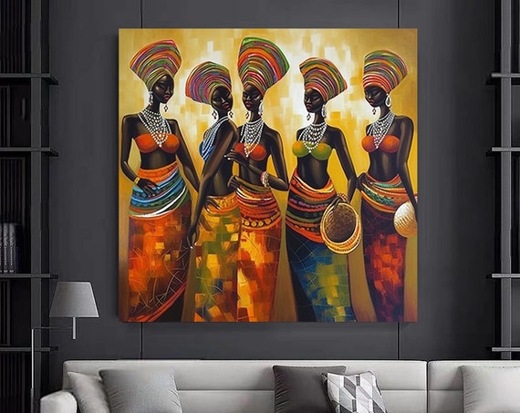 Colorful African Woman Canvas Art Modern Print Fashion Decor Wall