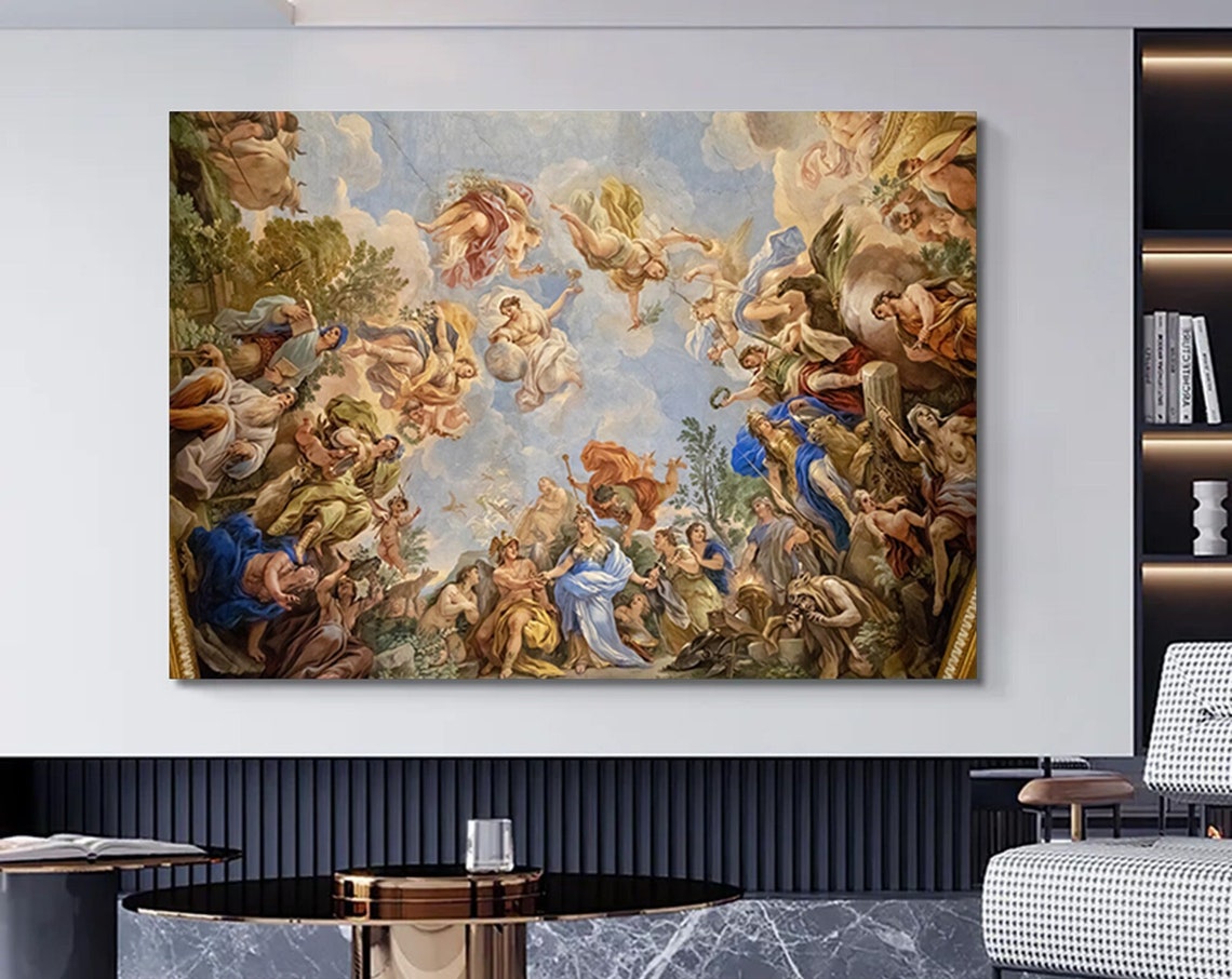 Baroque Ceiling Fresco with Angels and Clouds Classical Art Poster