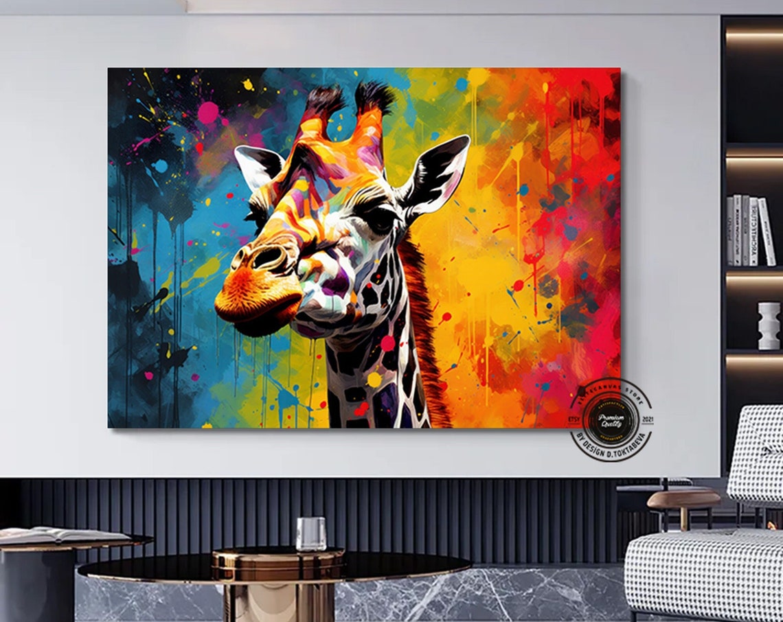 Graffiti Giraffe Canvas Paintingcanvas Painting Paintingabstract Wall Artcanvas Ready To Hang