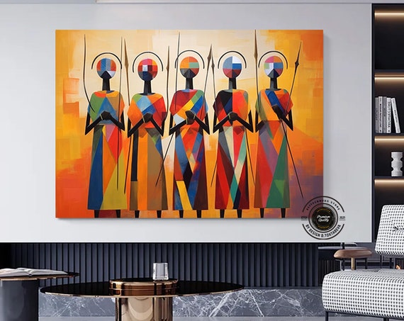 African Culture Wall Art Decor Local Women Abstract Canvas Gift
