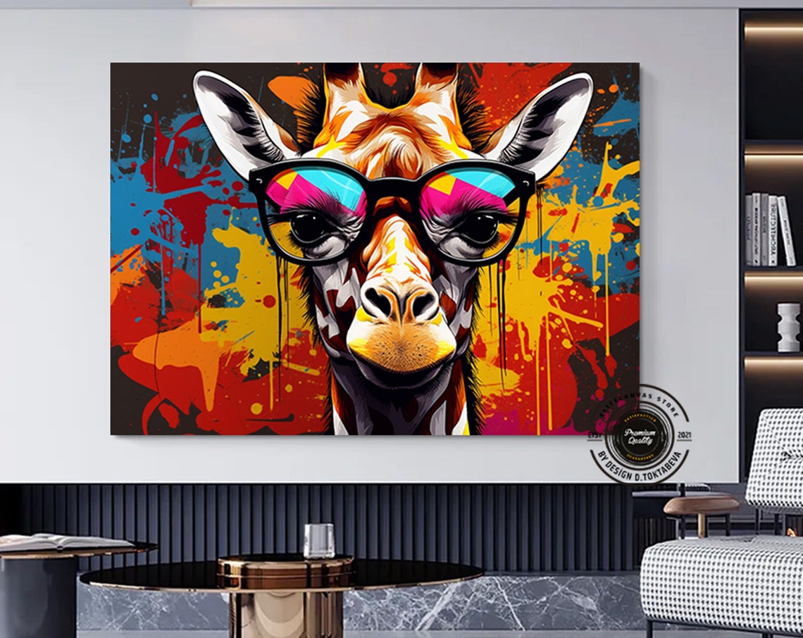 Cool Giraffe Wearing Sunglasses Graffiti Pop Art Splash Poster