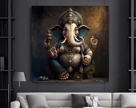 Great Ganesha Wall Art Abstract Artcolorful Inspired Ganesh Canvas