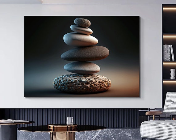 Stone Balance Wall Art Abstract Canvas Zen Inspired Decor Meditation Print