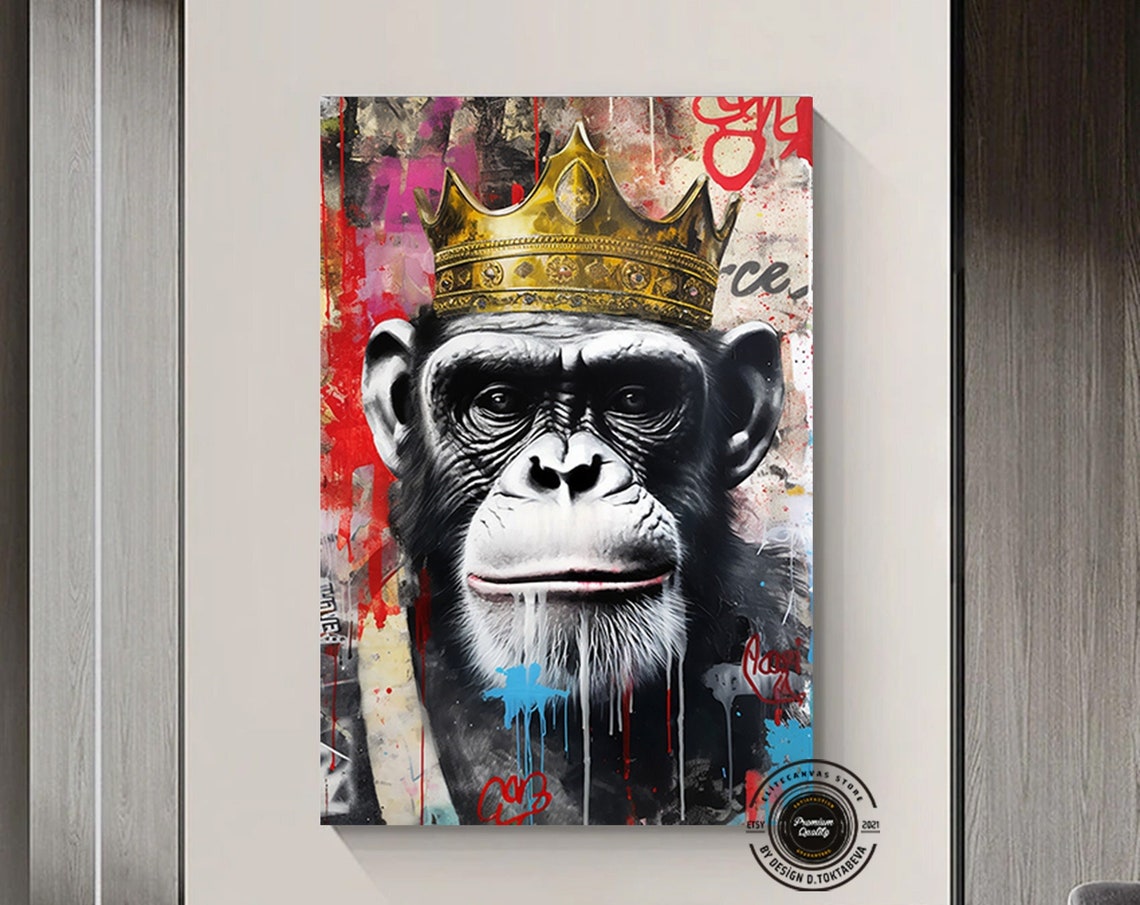 Graffiti Canvas Art Print Pop Wall Large Monkey Painting Street Printss