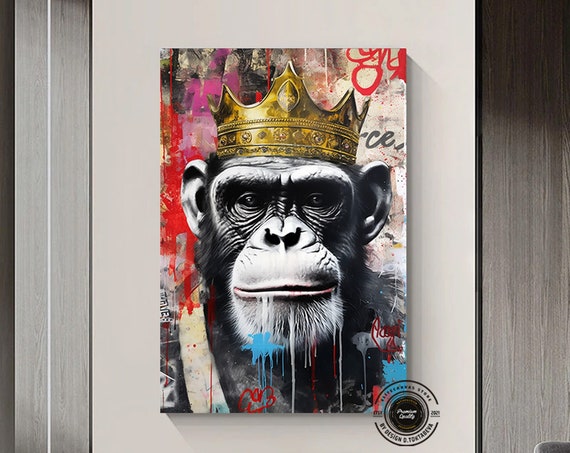 Graffiti Canvas Art Print Pop Wall Large Monkey Painting Street Printss