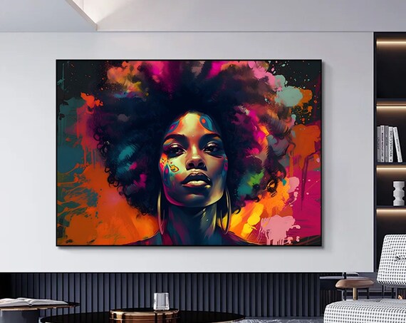 Modern Afro Woman Graffiti Wall Artwoman Decor