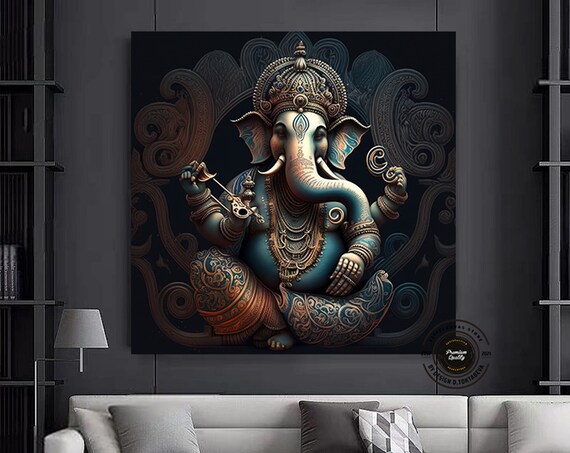 Great Ganesha Wall Art Abstract Artcolorful Inspired Ganesh Canvas