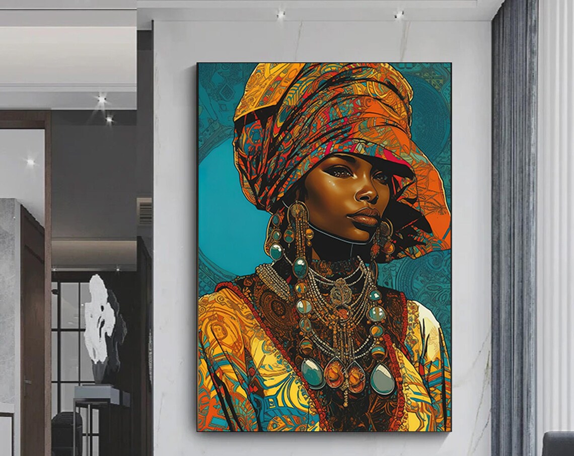 Modern African Woman Painting Wall Art Poster Home Decoration For Living Room Print On Canvasethnic Ladies Artafrican Lady