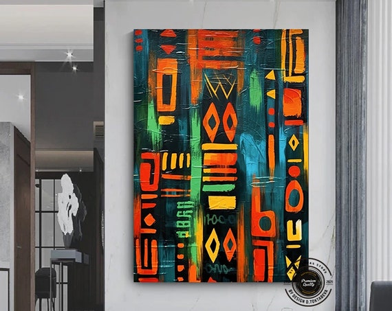 African Wall Symbols Canvas Painting Culture Home Decor Luxury Art Fashion Large Gift
