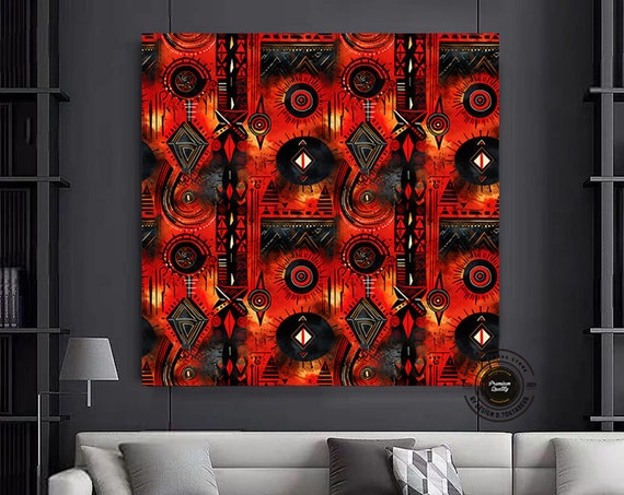 African Culture Wall Art Decor Symbol Canvas Painting Abstract Africa Gift