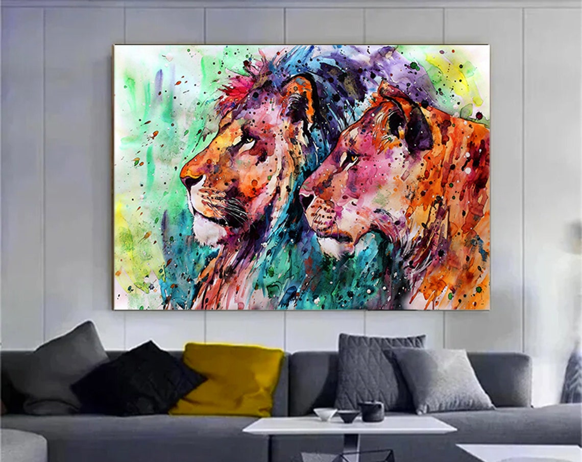 Colorful Lion Canvas Wall Art Poster Animal Decor