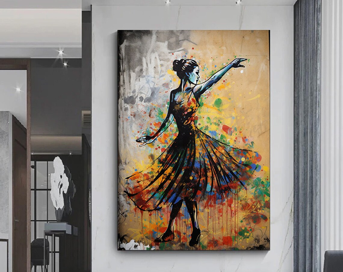 Vibrant Dancer Woman Watercolor Splash Colorful Ballerina Poster