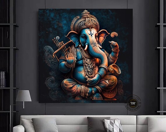 Great Ganesha Wall Art Abstract Artcolorful Inspired Ganesh Canvas