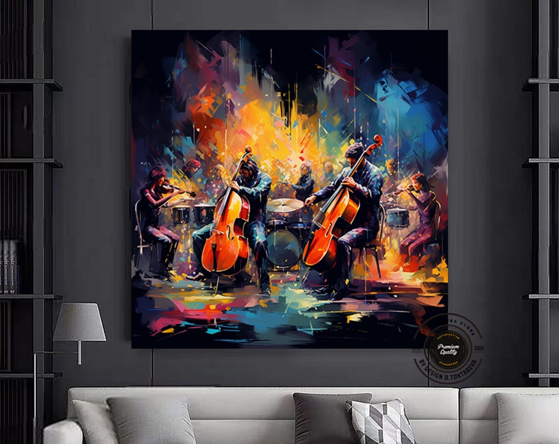Jazz Club Night And Music Concert Orchestra Art Print