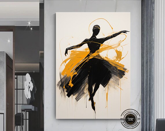 Modern Ballet Canvas Painting Abstract Ballerina Print Wall Art Decor Dance Woman Housewarming Gift