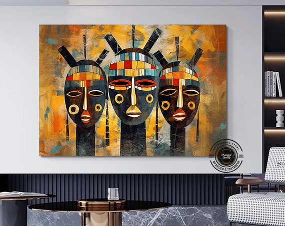 African Culture Art Wall Abstract Housewarming Gift Canvas Print Office God Artart