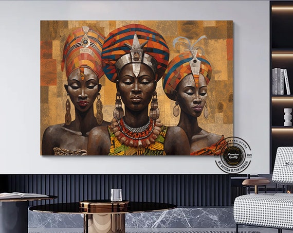 African Figures Culture Wall Art Woman Decor Local Abstract Canvas Women