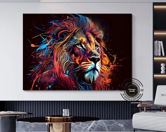 Lion Print Wall Art Pop Graffiti Canvas Artwork Culture