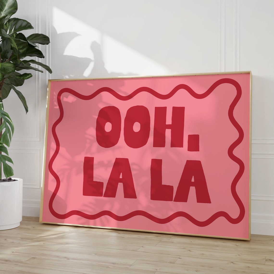 Ooh La La Bold Red Pink Retro French Flirty Typography Poster