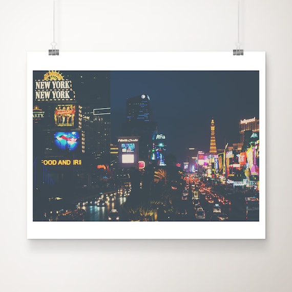 Las Vegas Strip at Night Neon Casino City Lights Photo Poster