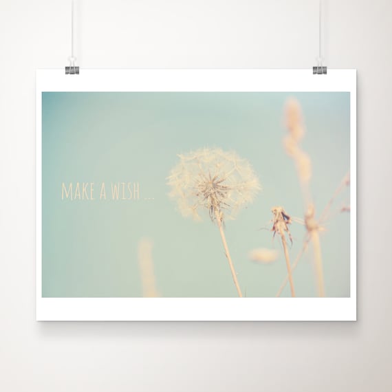 Make a Wish Dandelion Seed Photography Soft Pastel Nursery Poster