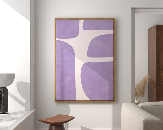Lilac Purple Organic Shapes Mid Century Modern Abstract Wall Art