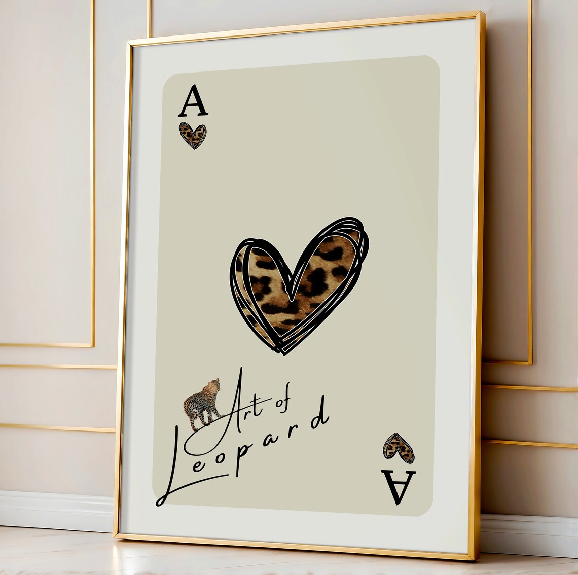Ace Of Hearts Leopard Heart Playing Card Preppy Trendy Poster - Image 3