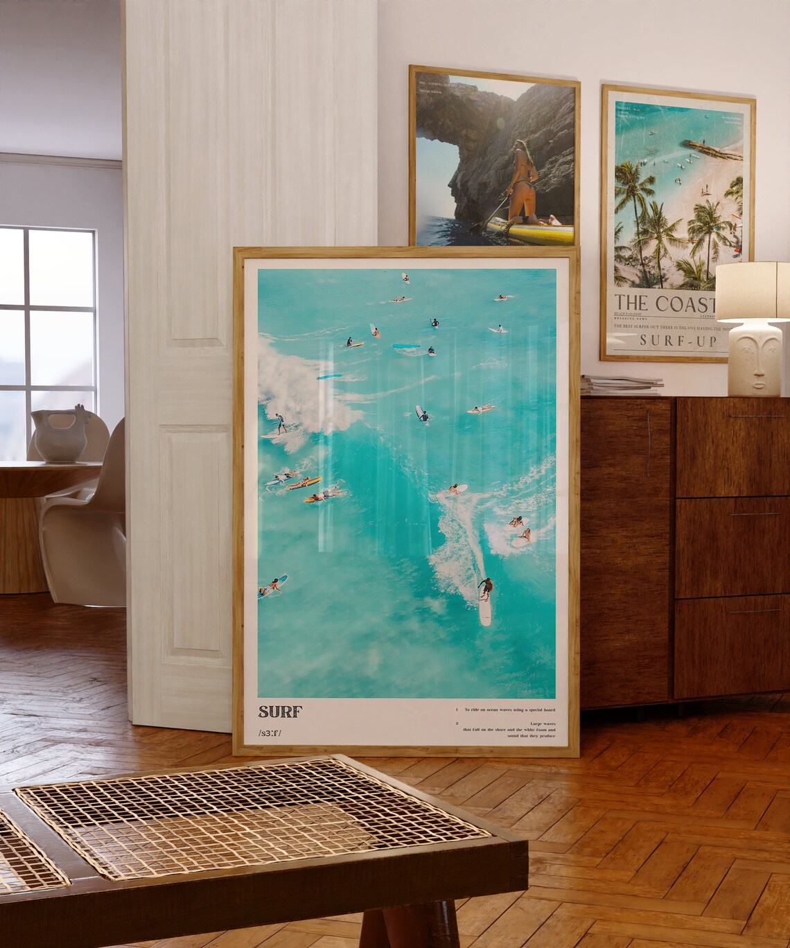 Surf Wall Art Blue Coastal Surf Up Poster - Image 2