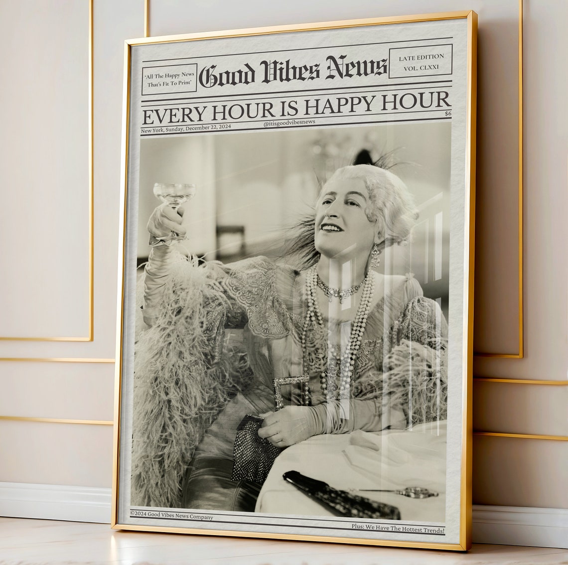 Every Hour Is Happy Hour Vintage Cocktail Toast Photo Poster