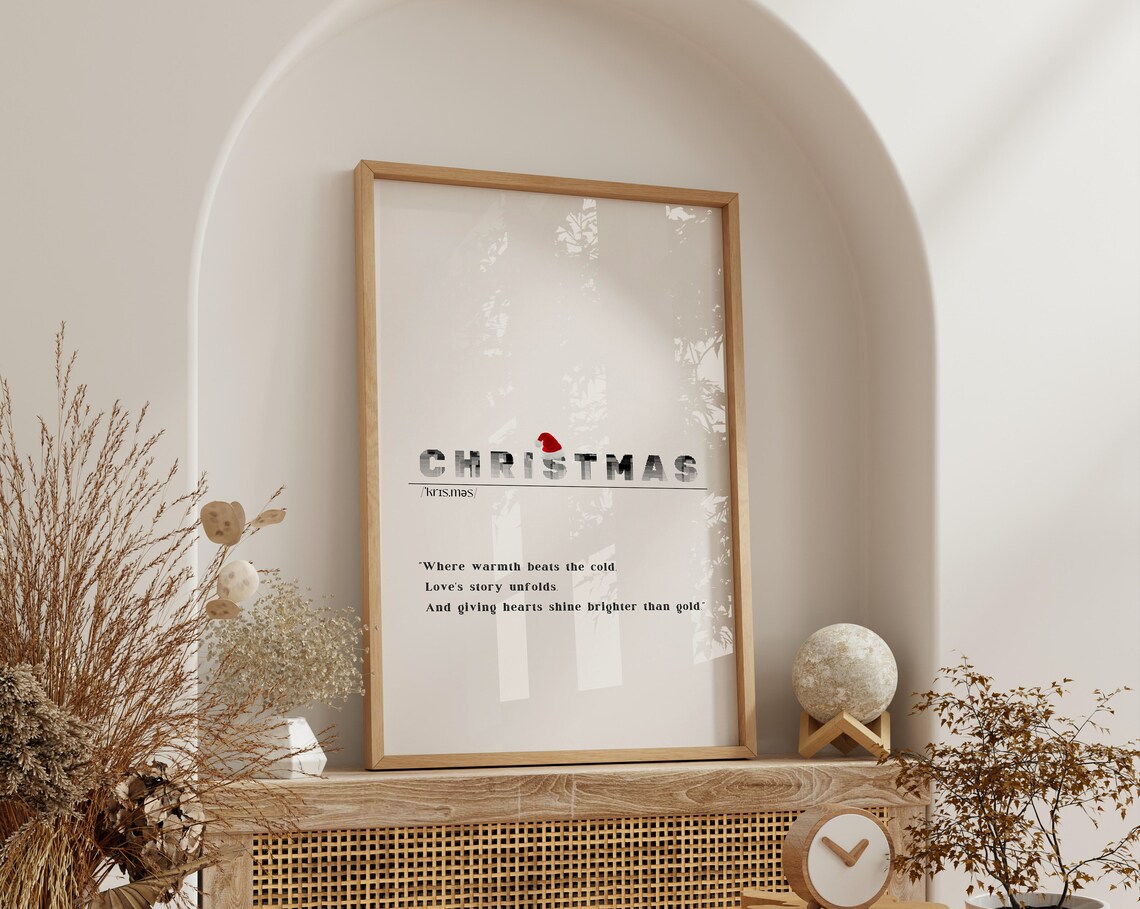 Christmas Definition Print Santa Hat On Title Minimalist Heartfelt Quote Art - Image 3