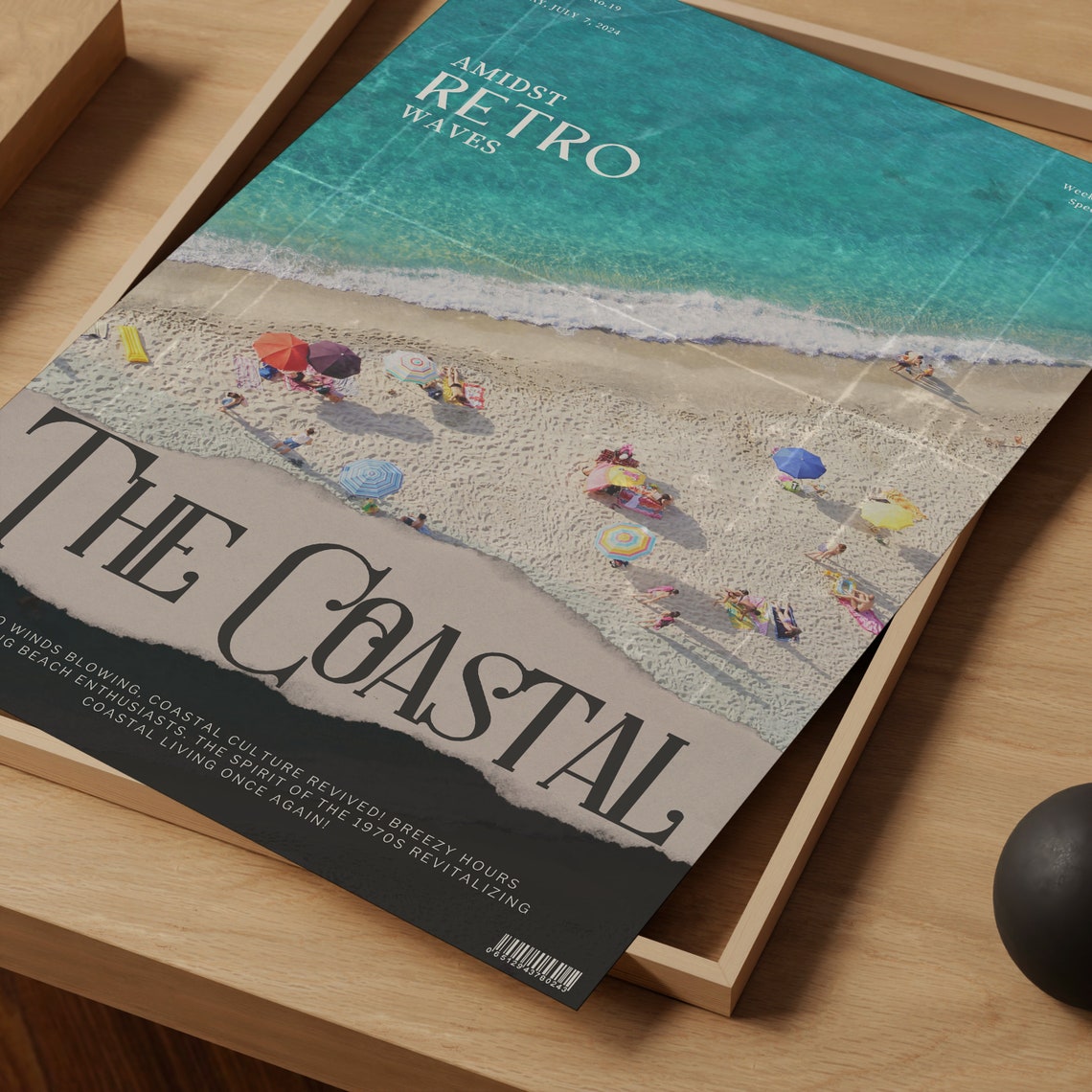The Coastal Amidst Retro Waves Aerial Beach Umbrellas Poster - Image 2