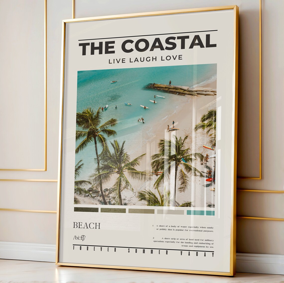 The Coastal Live Laugh Love Palm Beach Aerial Jetty Turquoise Ocean Poster