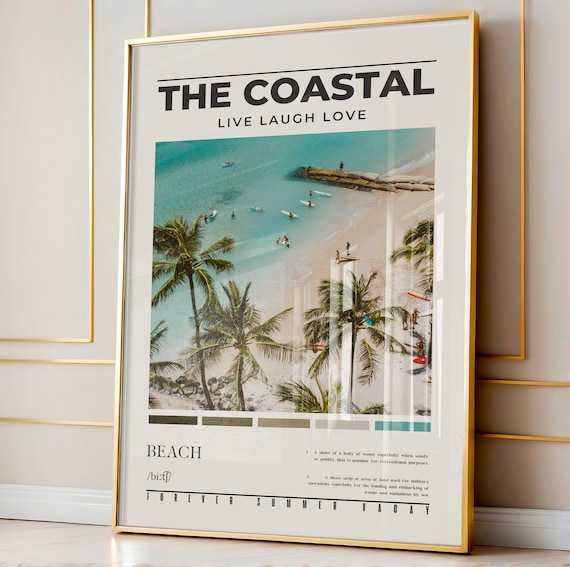 The Coastal Live Laugh Love Palm Beach Aerial Jetty Turquoise Ocean Poster