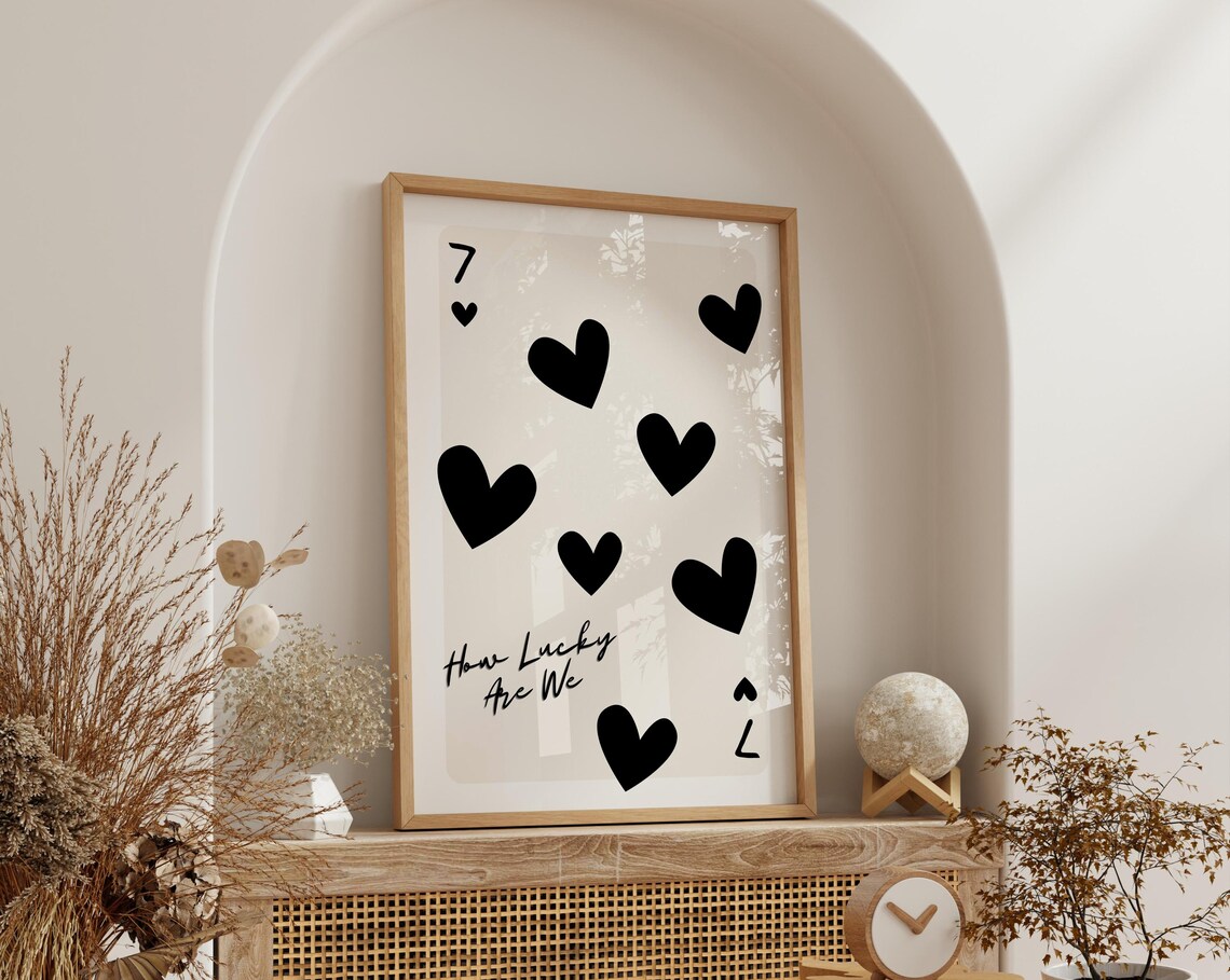 How Lucky Are We Seven of Hearts Retro Art Print - Image 2