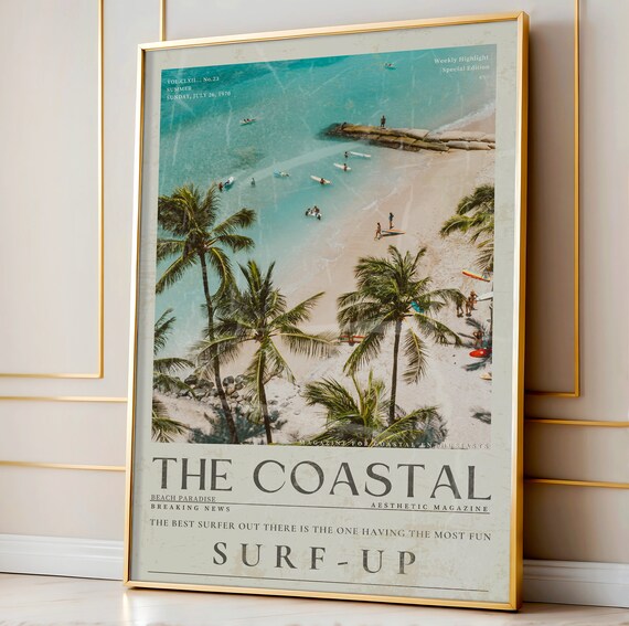 The Coastal Palm Beach Aerial Turquoise Surf Beach Paradise Poster