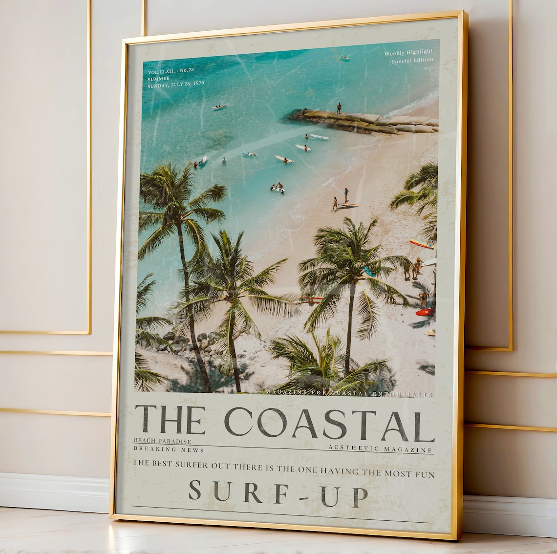 Blue Coastal Life Surf Up Vintage 70s Travel Poster - Image 2