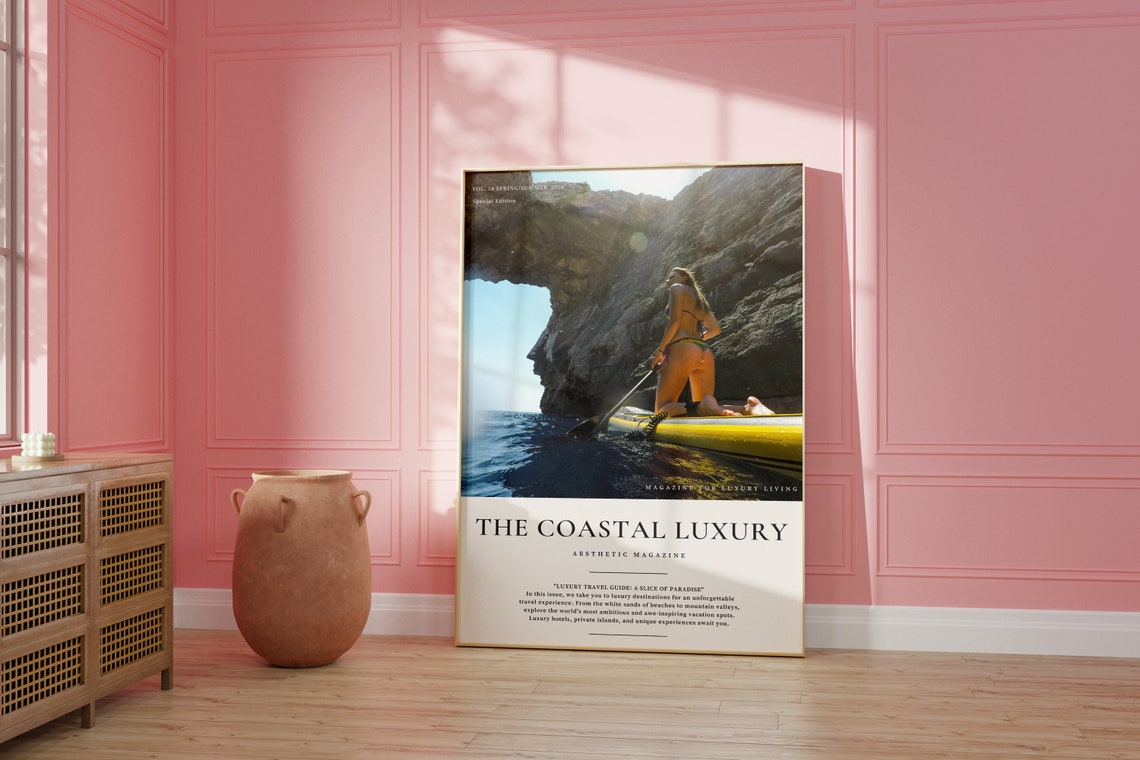 The Coastal Luxury Paddleboard Magazine Cover Summer Travel Poster - Image 2