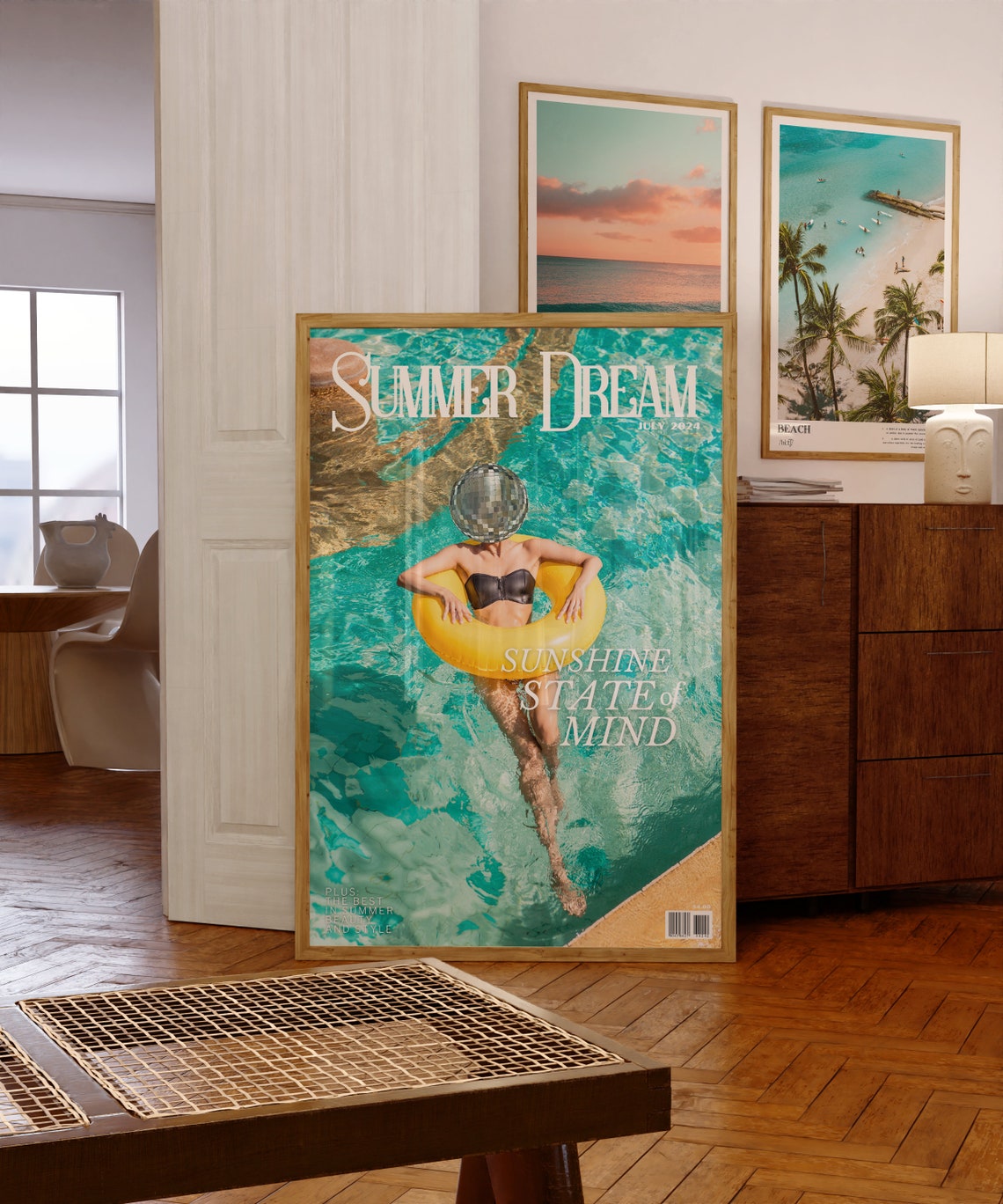 Summer Dream Sunshine State of Mind Disco Ball Pool Photo Poster - Image 3