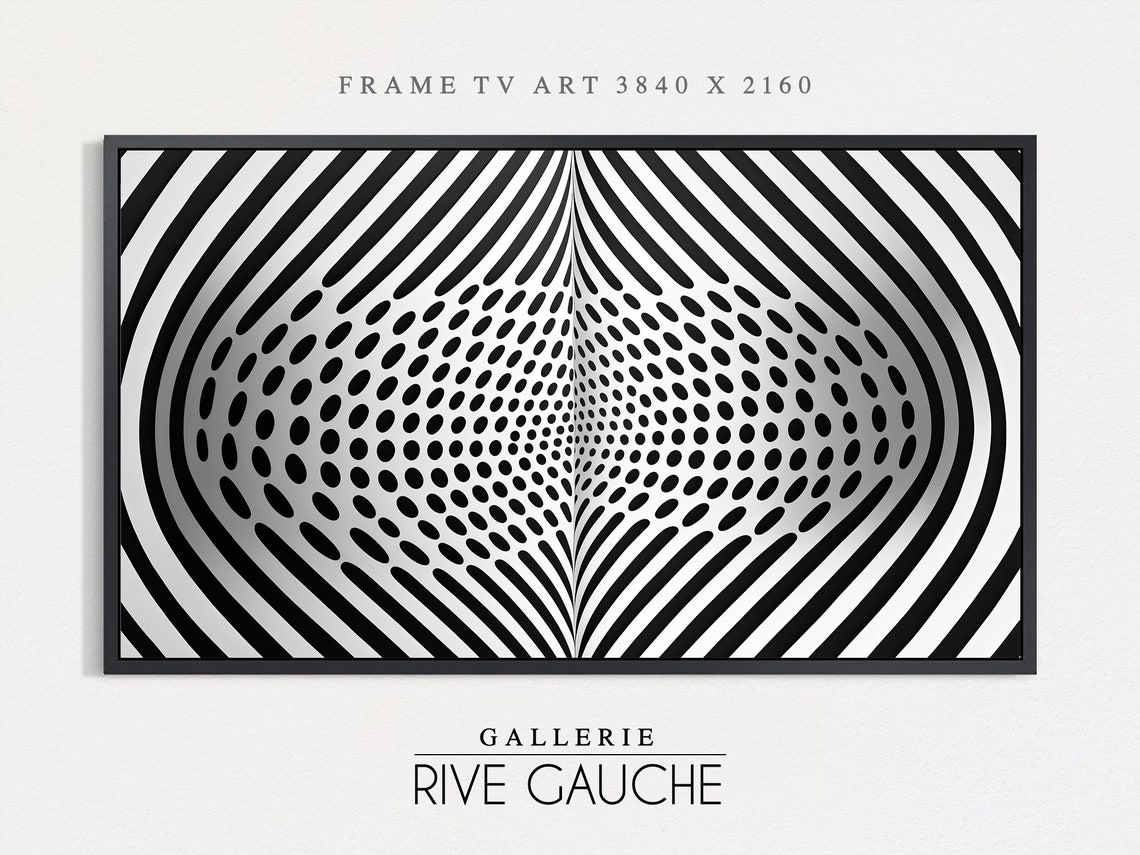 Monochrome Optical Stripe Tunnel Wave 3D Illusion Black White Poster