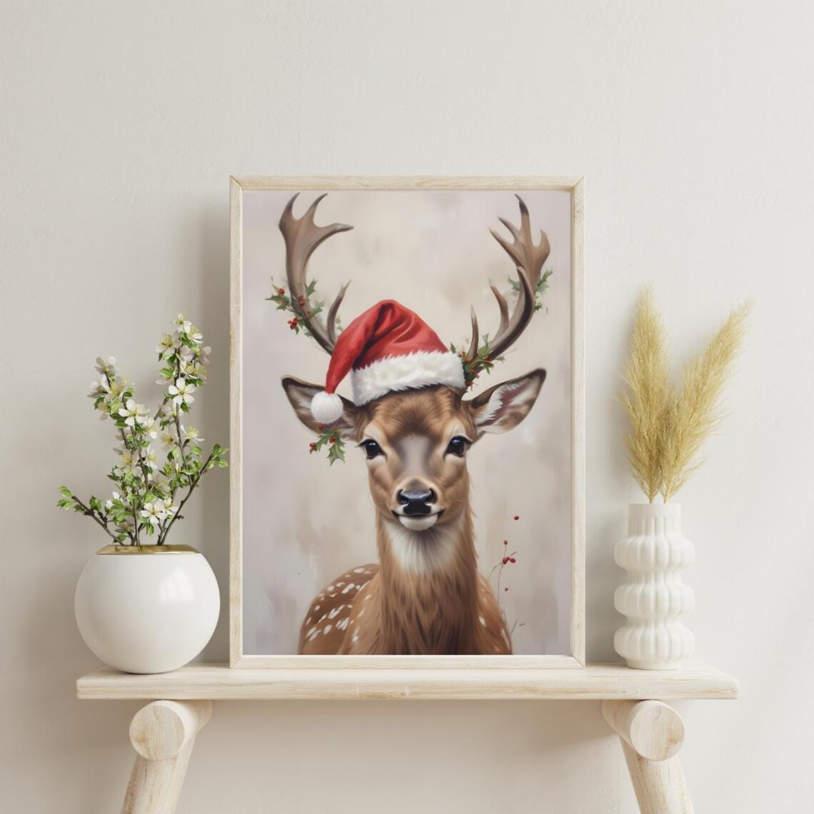 Rustic Reindeer Christmas Art Print, Gift - Image 4