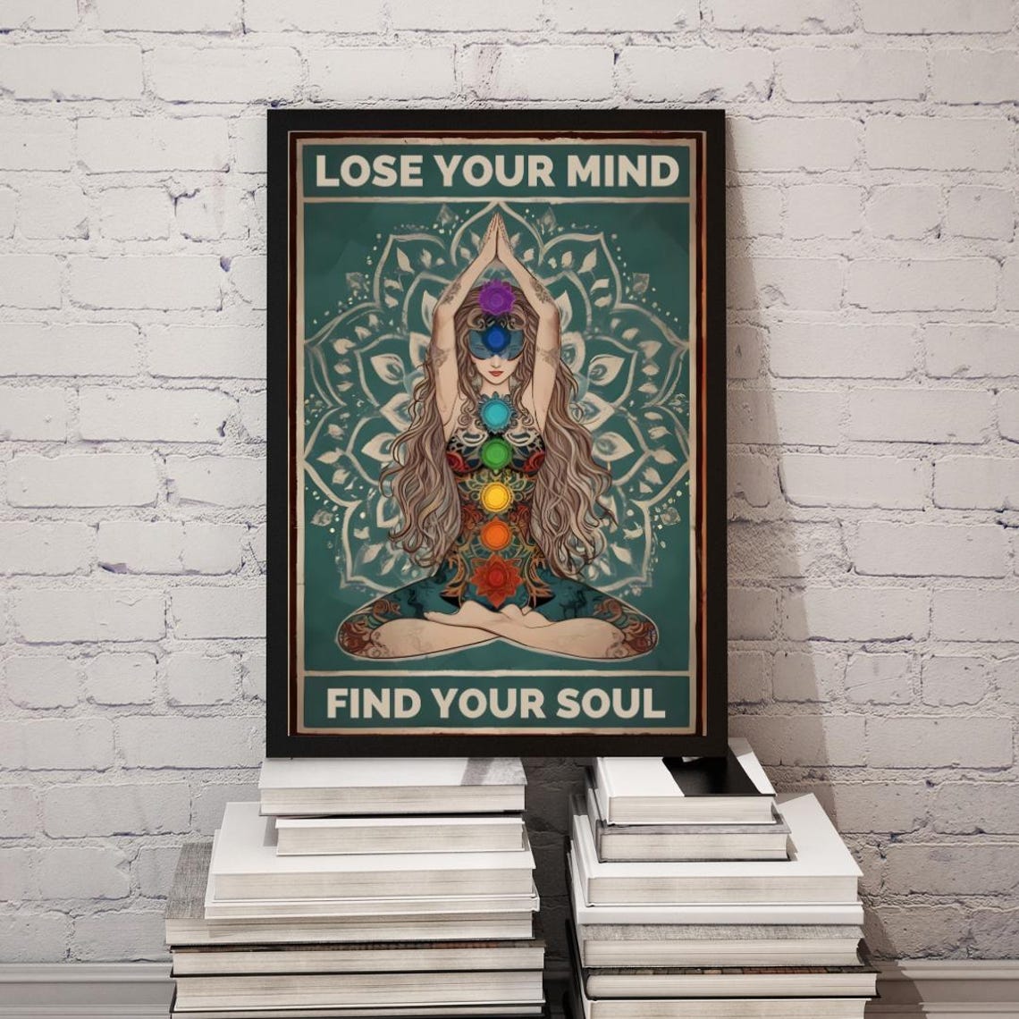 Lose Your Mind Find Your Soul Poster Vintage Yoga Girl Poster Namaste Wall Art Print Meditation Poster Wall Art For Home Decor
