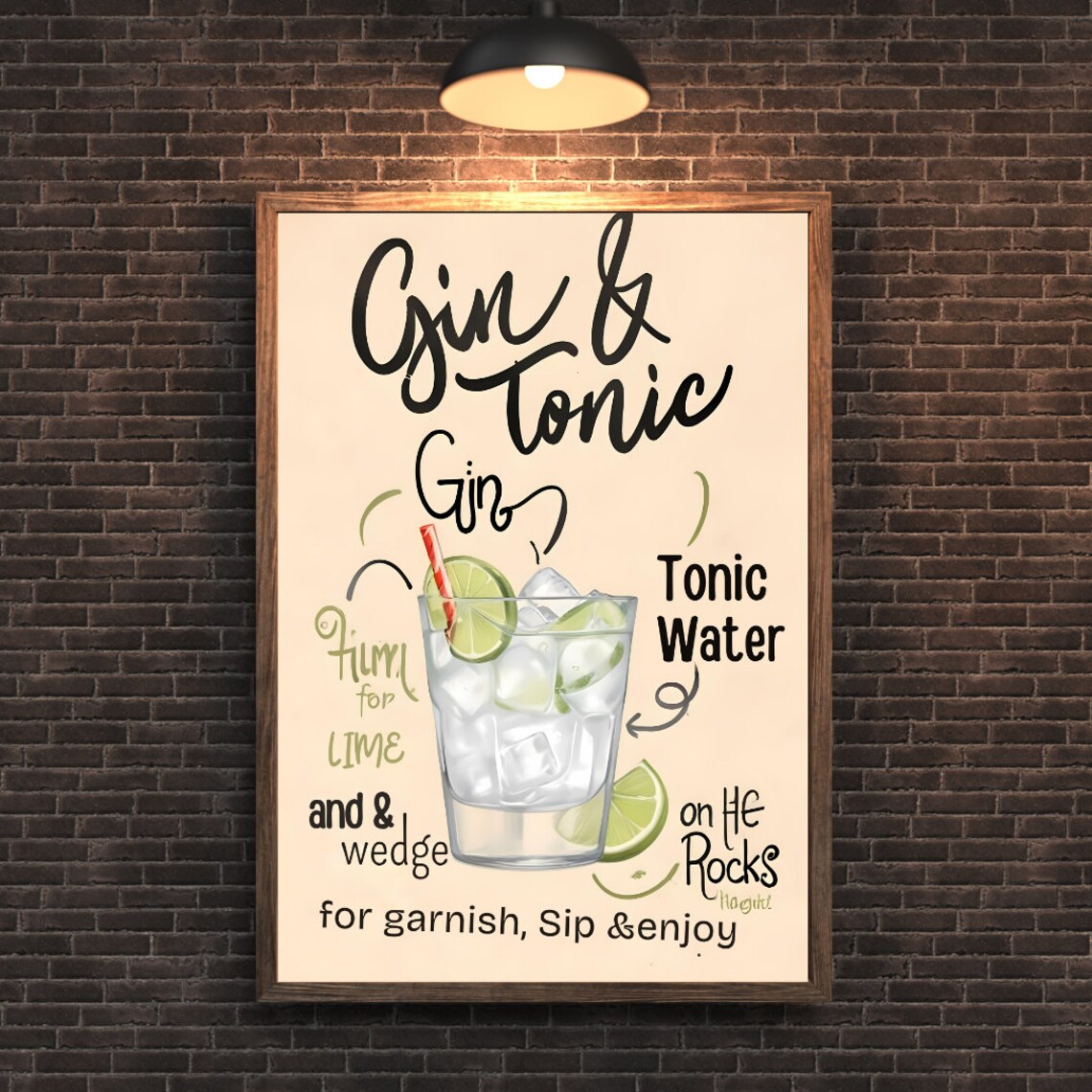 Gin Tonic Minimalist Bar Decor, Wall Art Print - Image 2