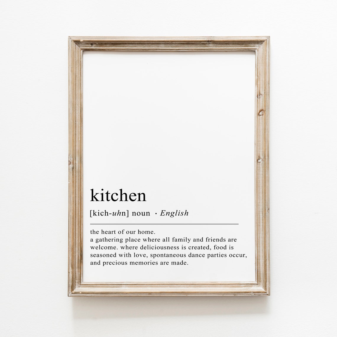 Kitchen Dictionary Definition Minimalist Typography Quote Wall Art