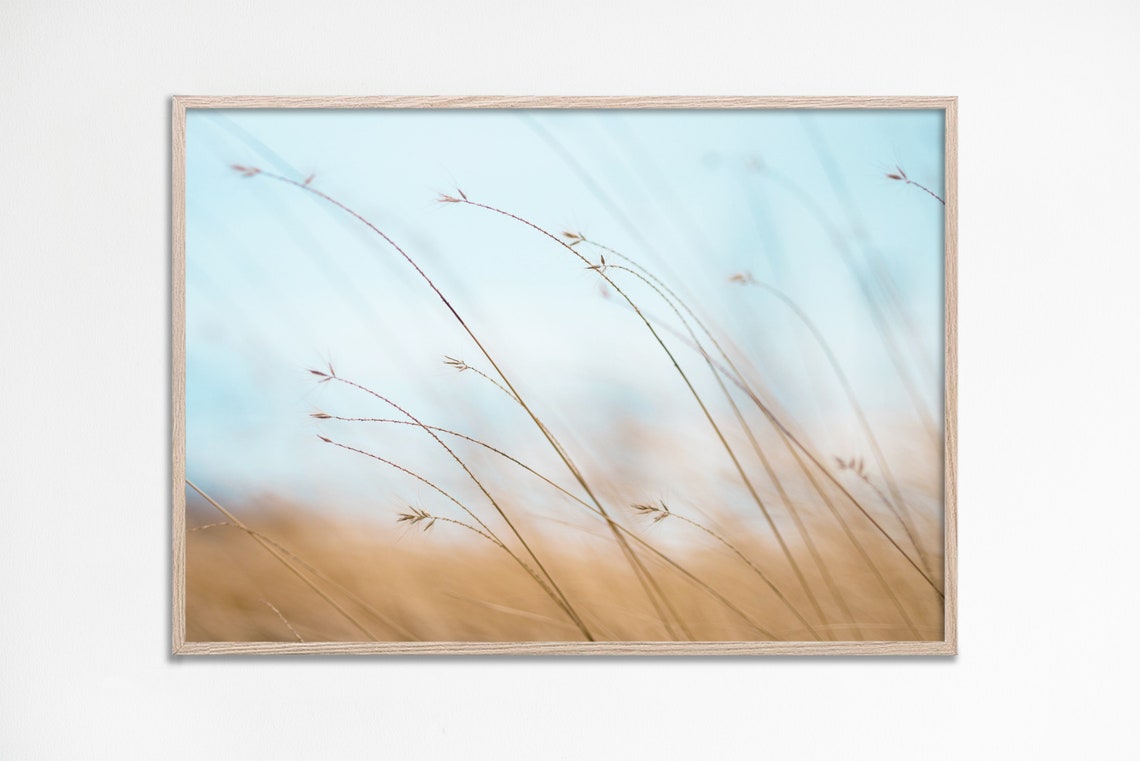 Serene Minimalist Coastal Sea Grass Photography Nature Art Poster