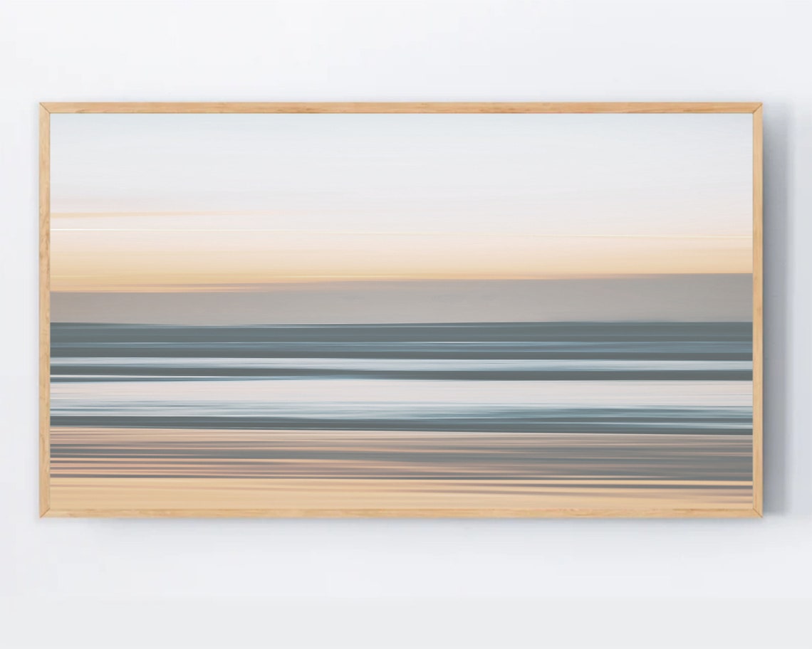 Frame Tv Art Abstract Beach Samsung Neutral Artwork Soft Coastal Screen