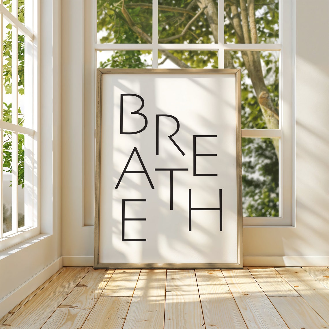 Breathe Stacked Modernist Letters Minimalist Typography Poster - Image 2
