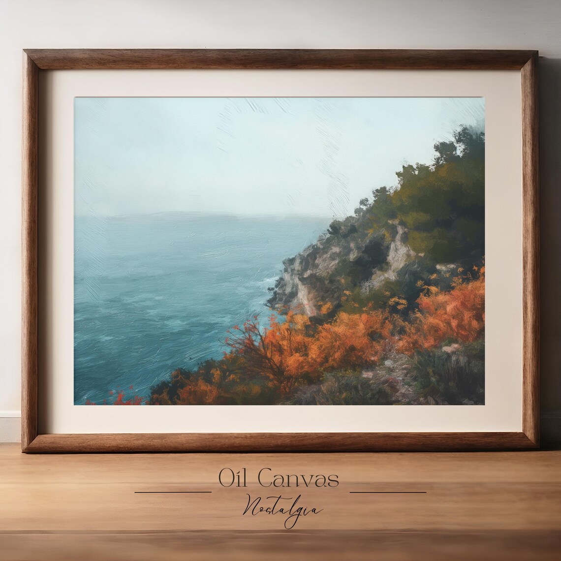 Wall Art Vintage Beach Oil Painting Summer Sea Art Ocean Costal Landscape Blue Nautical Seascape - Image 2